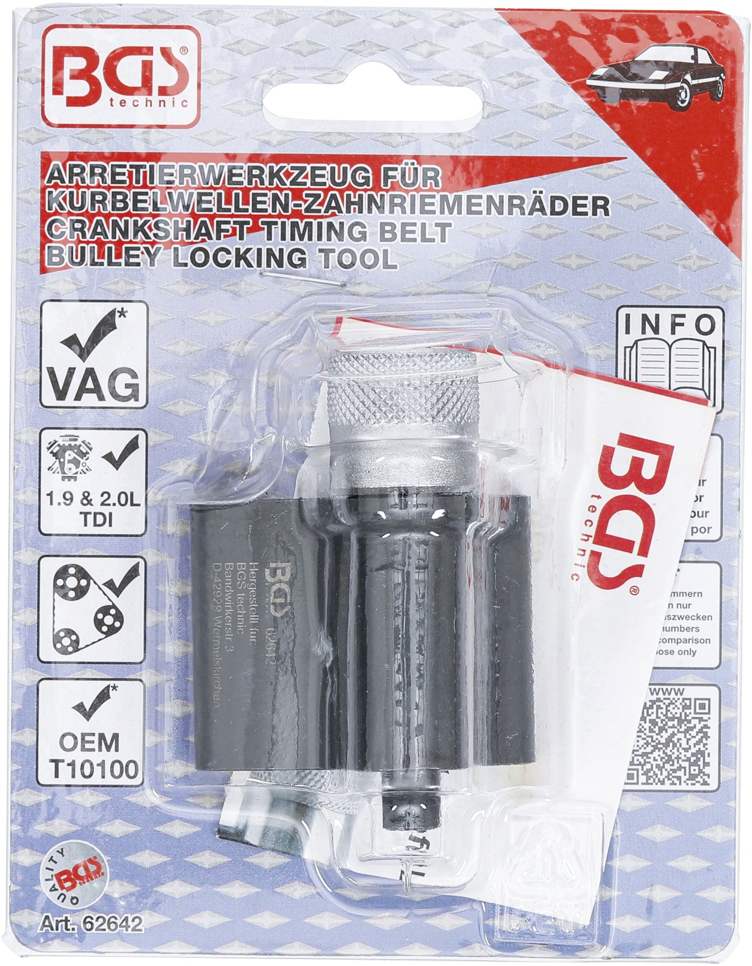 BGS 62642 Arretierwerkzeug für Kurbelwellen Zahnriemenräder VAG mit ovalem Kurbelwellenrad