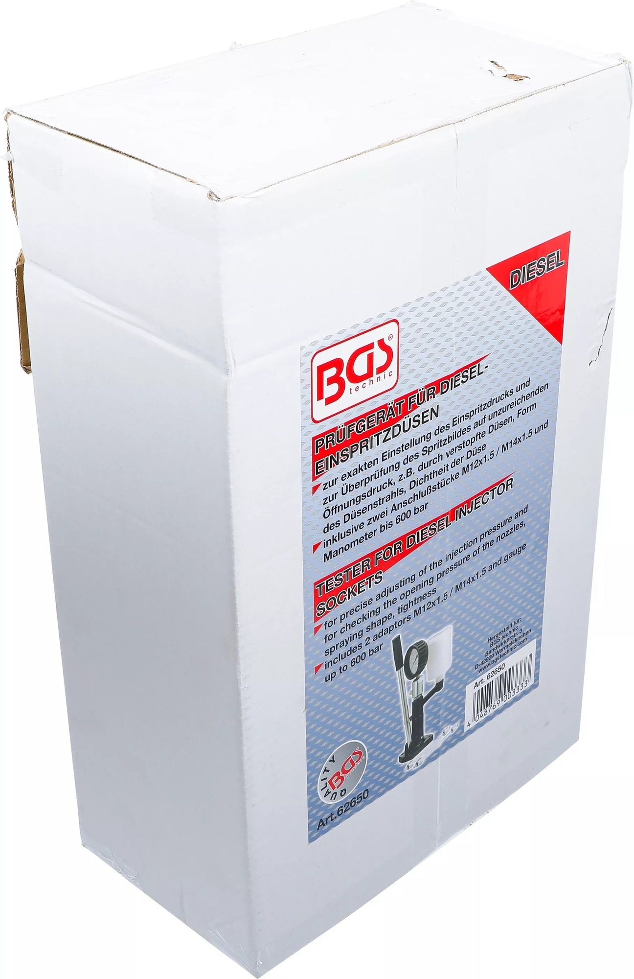 BGS 62650 Einspritzdüsen Prüfgerät Abdrückgerät für Diesel Einspritzdüsen bis 600 bar