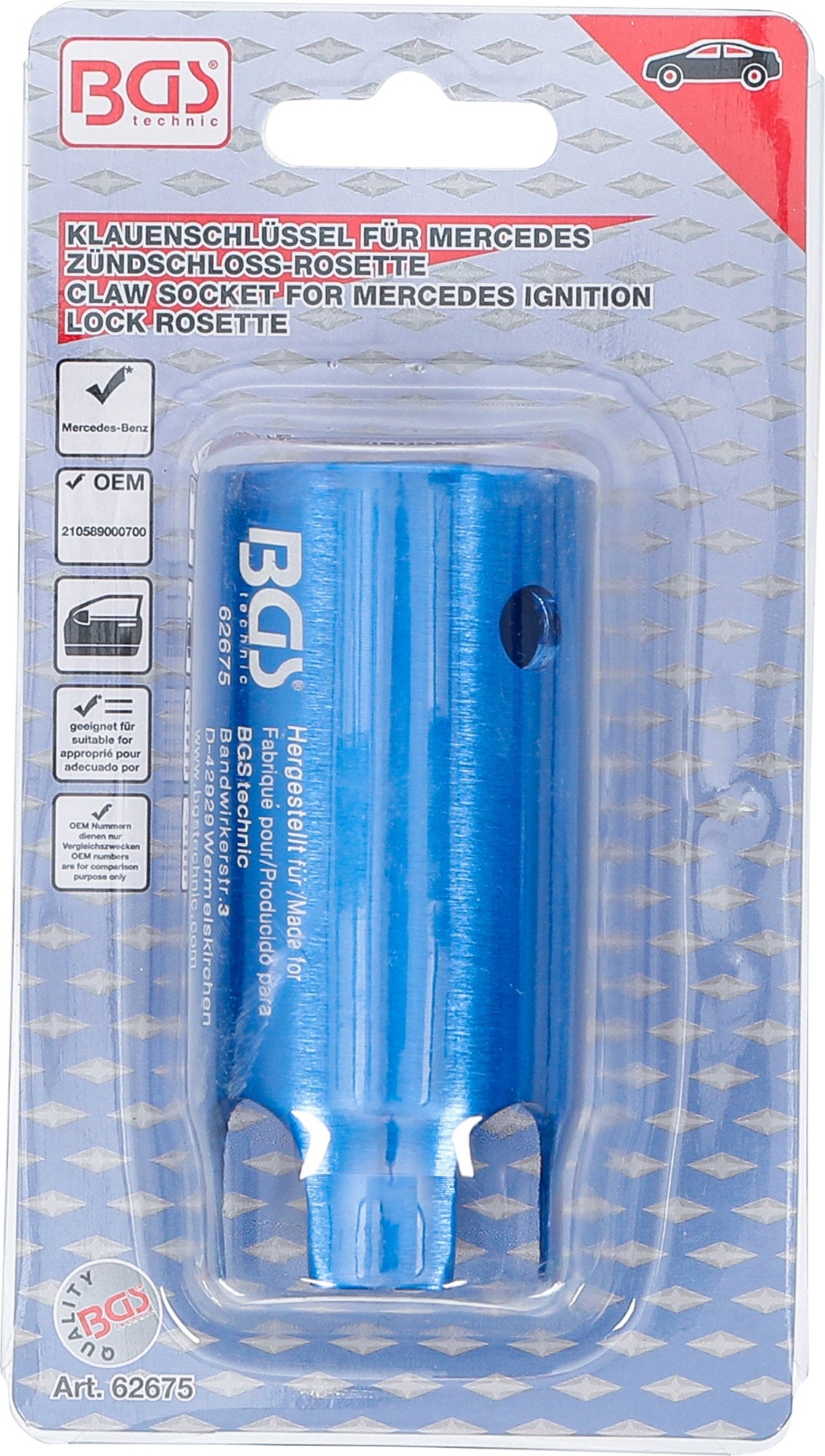 BGS 62675 Klauenschlüssel für Mercedes Zündschloss Rosette