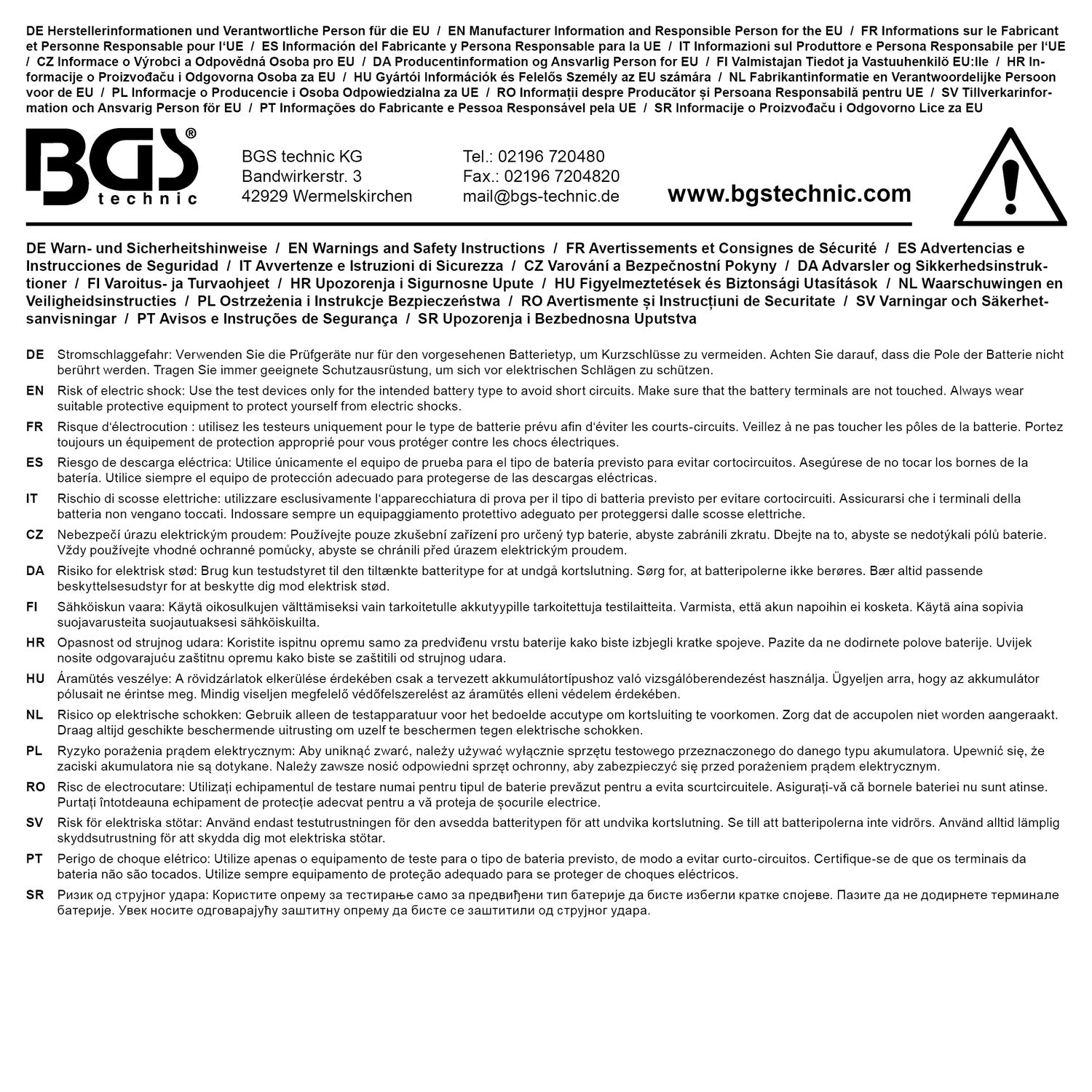 BGS 63506-1 Batteriepolklemmen mit Flachstecksicherung für Batterieladegerät 63506