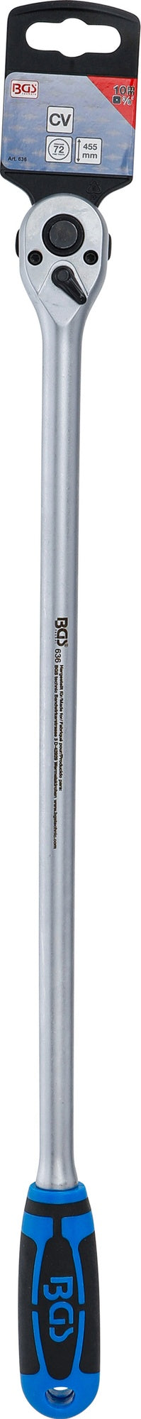 BGS 636 Umschaltknarre extra lang Länge 455mm Abtrieb 10mm (3/8")