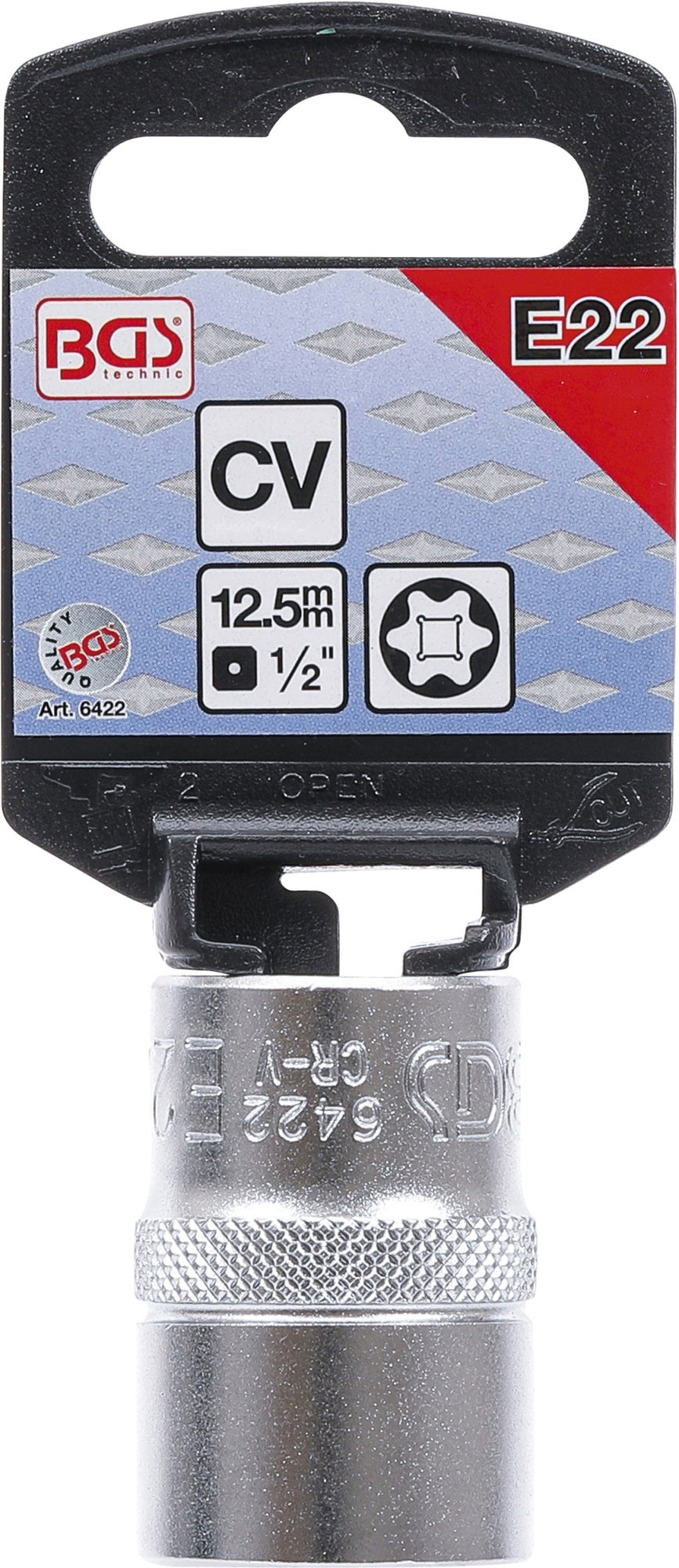 BGS 6422 Nuss / Stecknuss / Steckschlüsseleinsatz E-Profil SW E22 Antrieb 12,5mm (1/2")