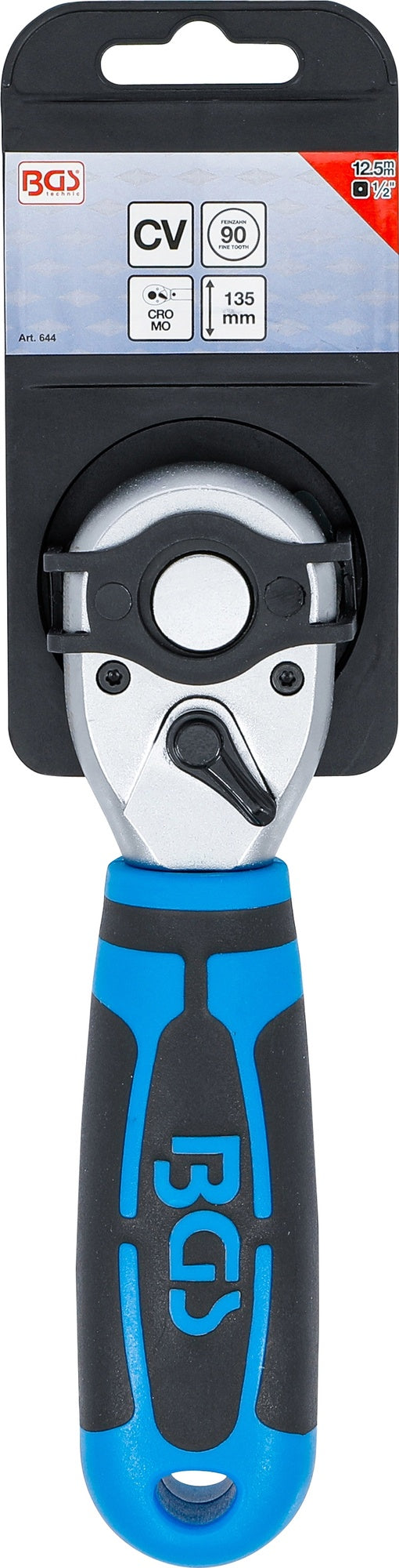 BGS 644 Mini Umschaltknarre Ratsche feinverzahnt Abtrieb 12,5mm (1/2") Länge 170mm