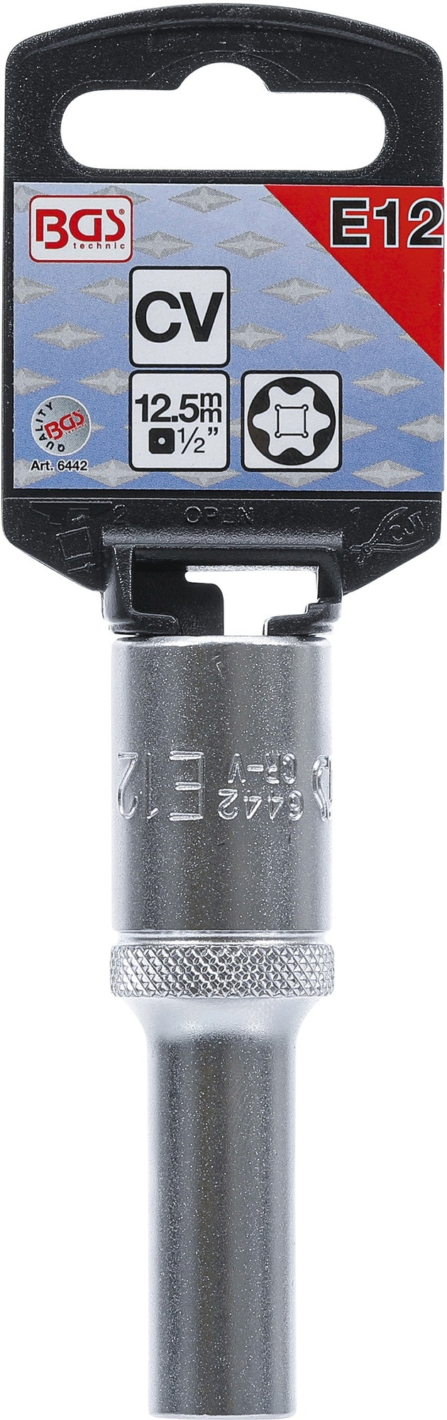 BGS 6442 Nuss / Stecknuss / Steckschlüsseleinsatz E-Profil tief SW E12 Antrieb 12,5mm (1/2")