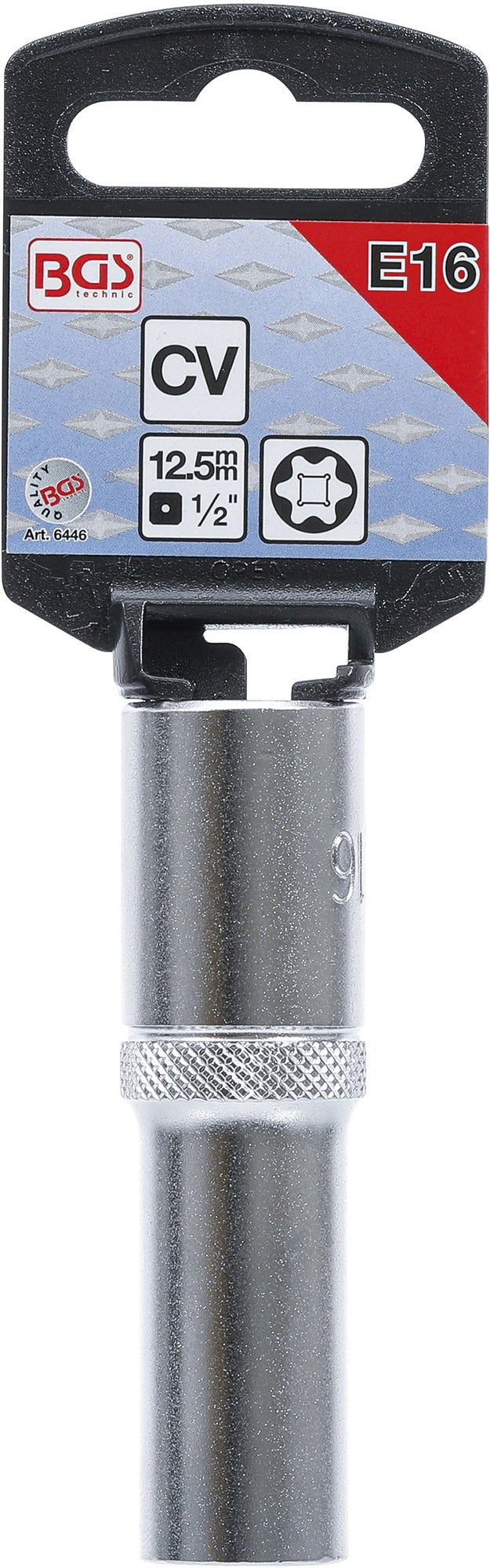 BGS 6446 Nuss / Stecknuss / Steckschlüsseleinsatz E-Profil tief SW E16 Antrieb 12,5mm (1/2")