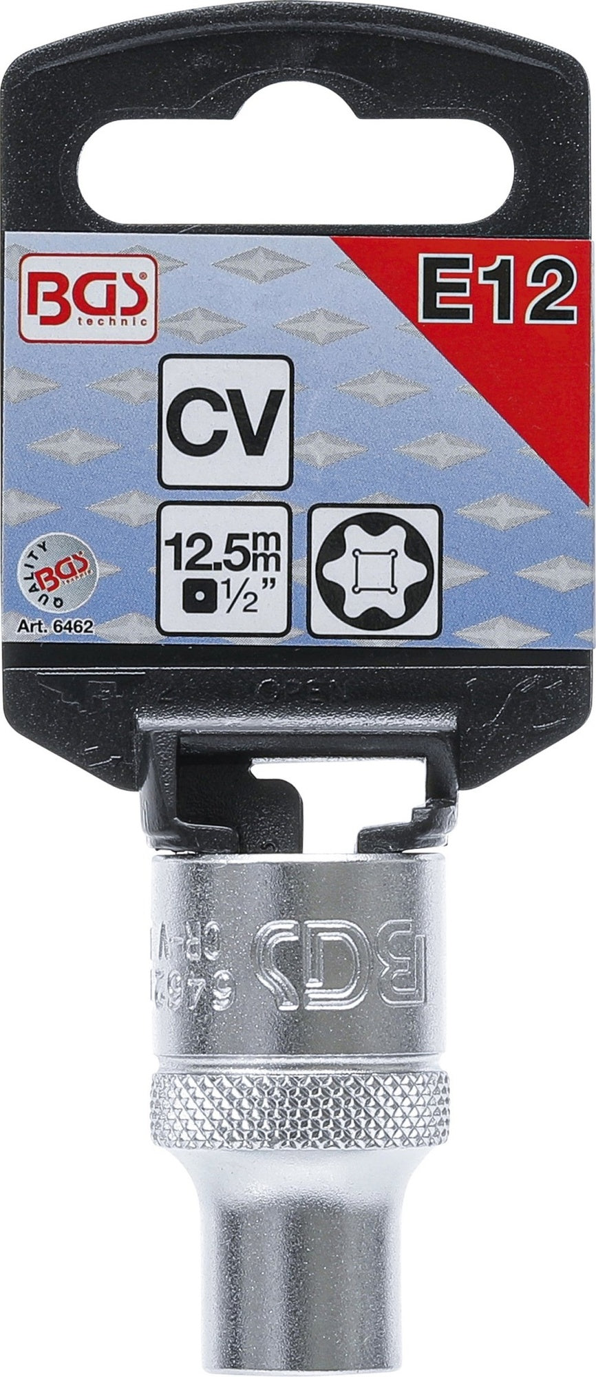 BGS 6462 Nuss / Stecknuss / Steckschlüsseleinsatz E-Profil SW E12 Antrieb 12,5mm (1/2")