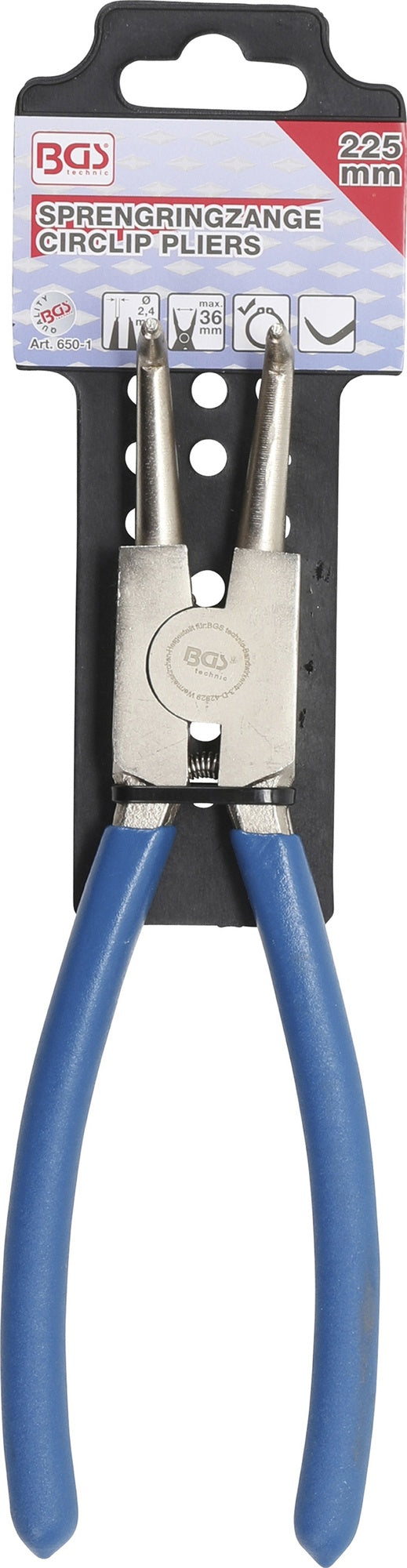 BGS 650-1 Sprengringzange abgewinkelt für Außensprengringe Länge 225mm