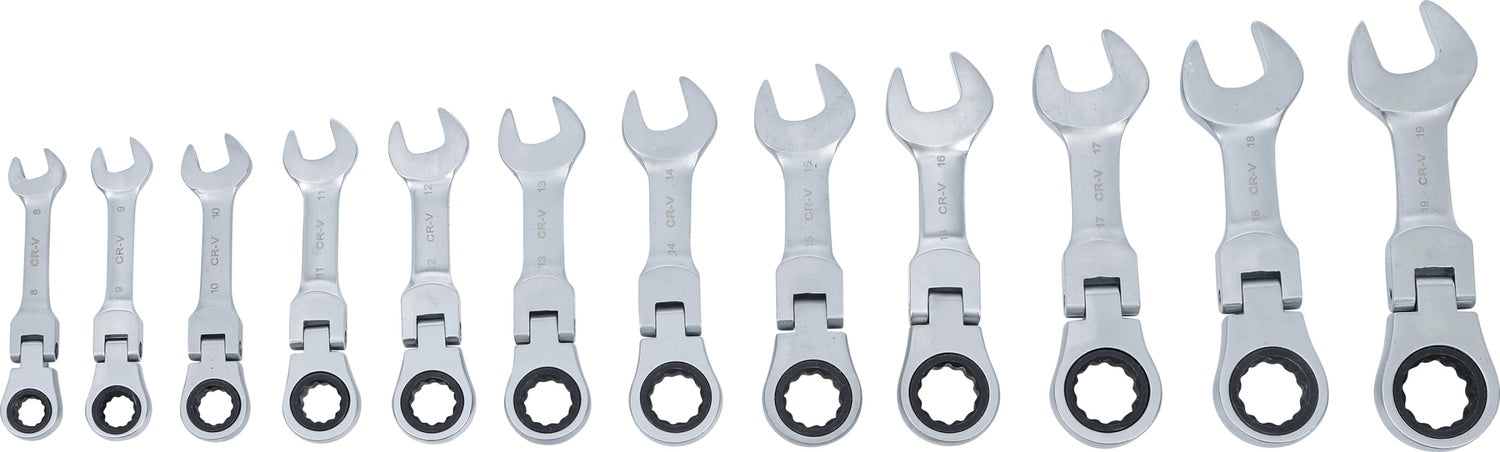 BGS 6543 Satz Ratschenringmaulschlüssel kurz abwinkelbar SW 8 - 19mm 12 teilig