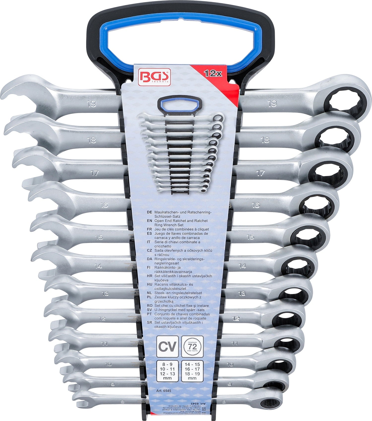 BGS 6545 Satz Maulratschenschlüssel Ratschenringschlüssel 12 teilig