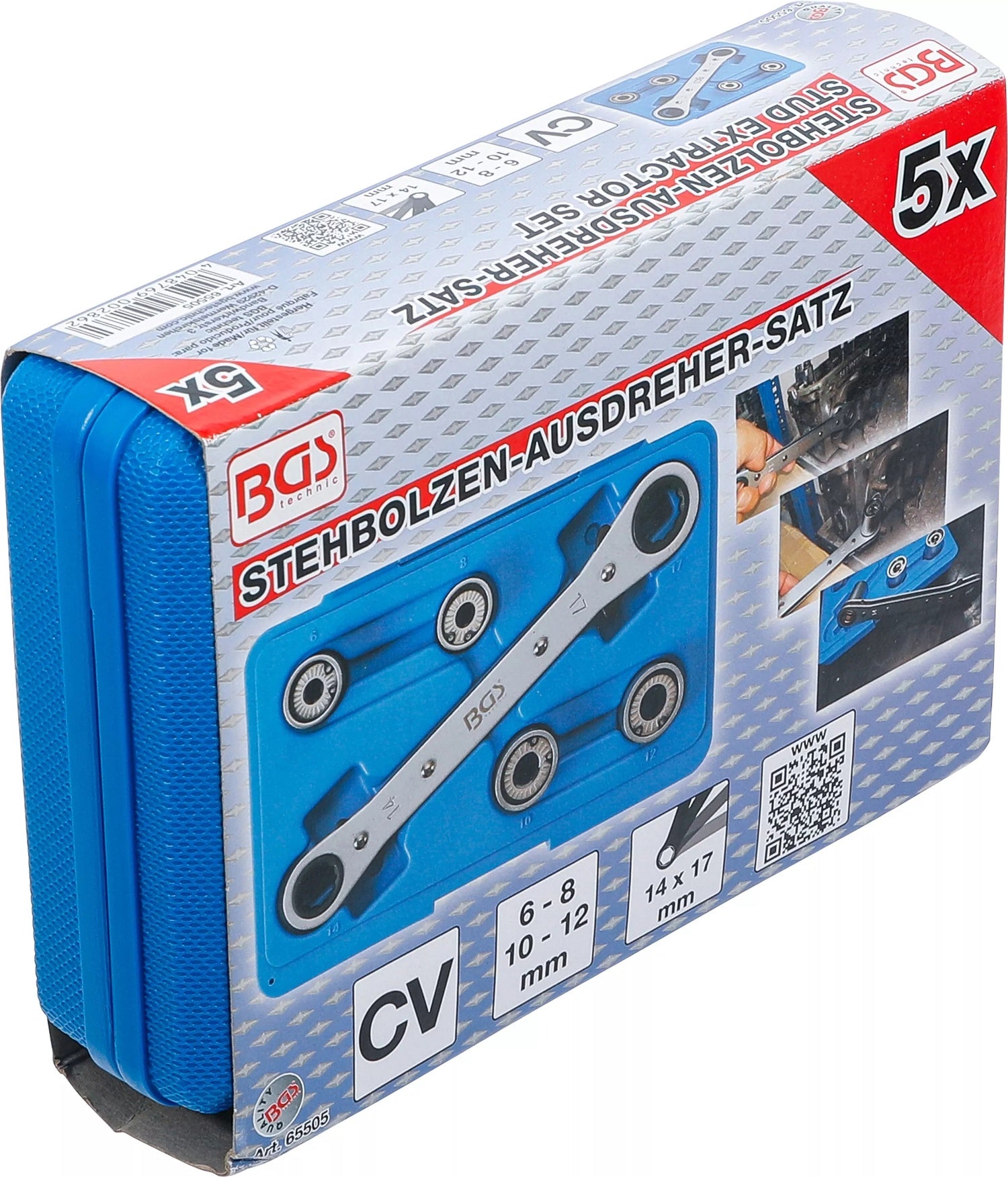 BGS 65505 Satz Ausdreher für Stehbolzen / Stehbolzenausdreher 6 - 12mm 5 teilig