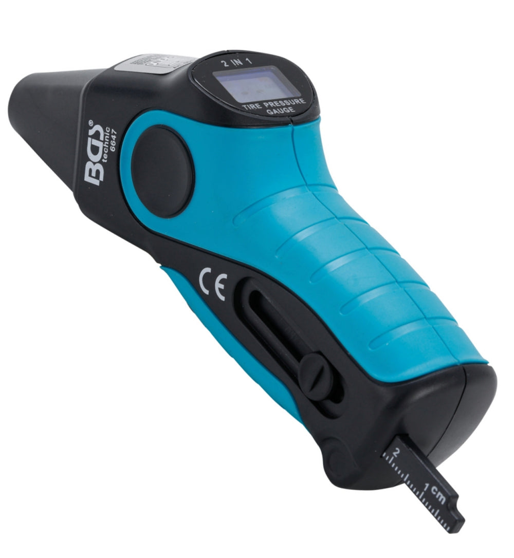 BGS 6647 Digitaler Reifendruckprüfer & Reifenprofil-Messschieber 2-IN-1