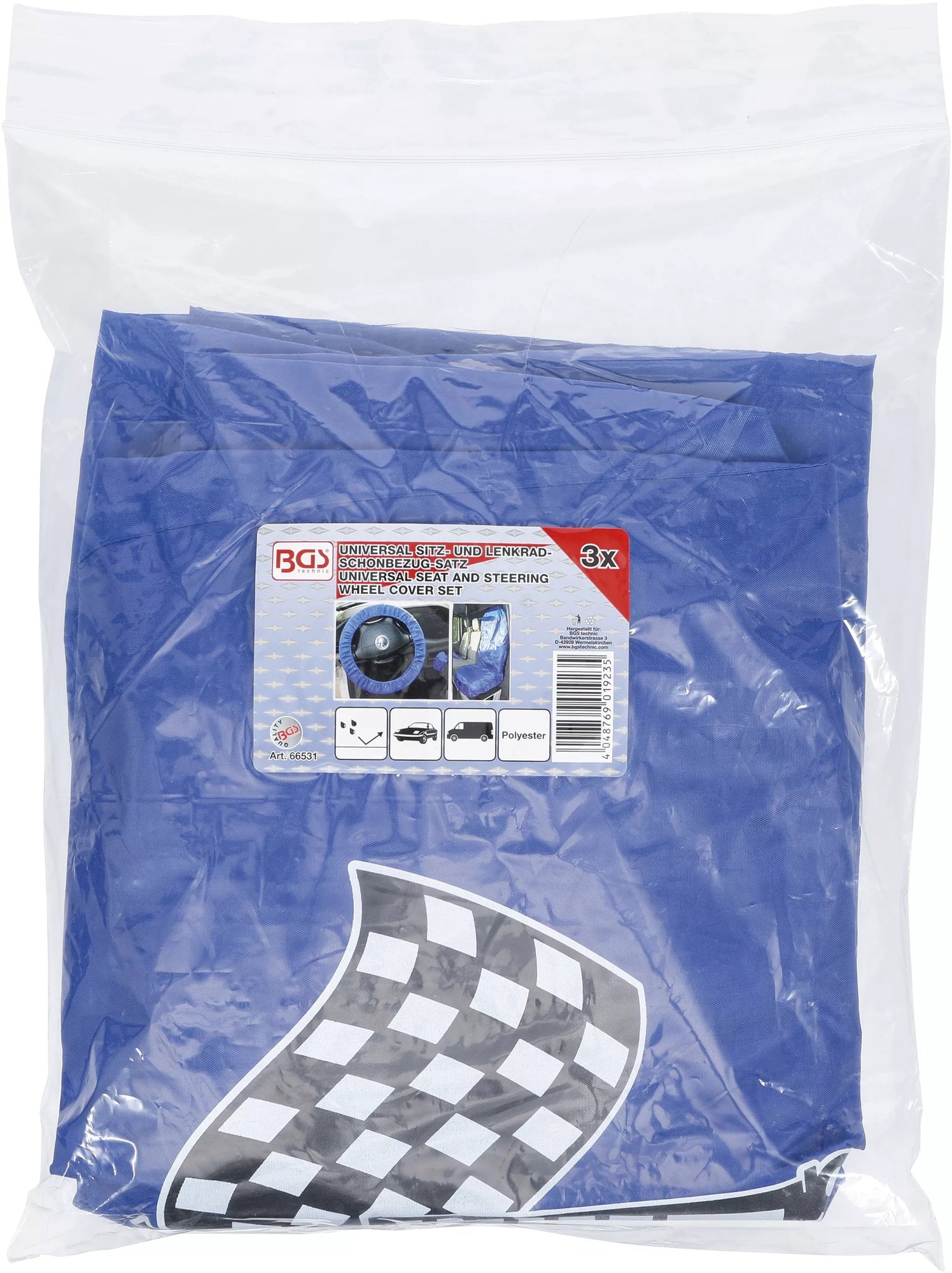 BGS 66531 Satz 3 teilig Schonbezug für Lenkrad Schaltknauf Sitz aus Polyester