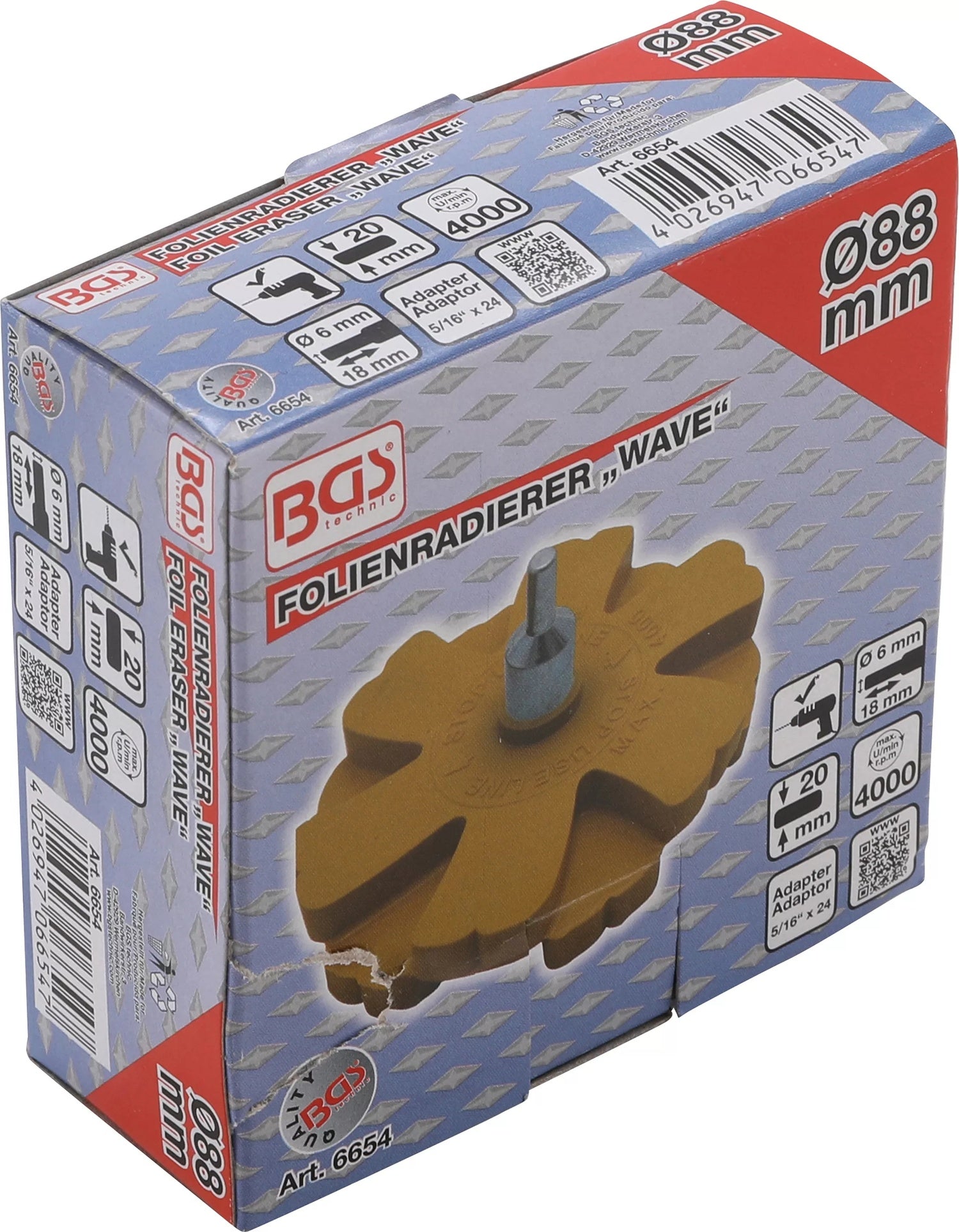 BGS 6654 Folienradierer Radierer WAVE Ø88mm Klebstoffentferner