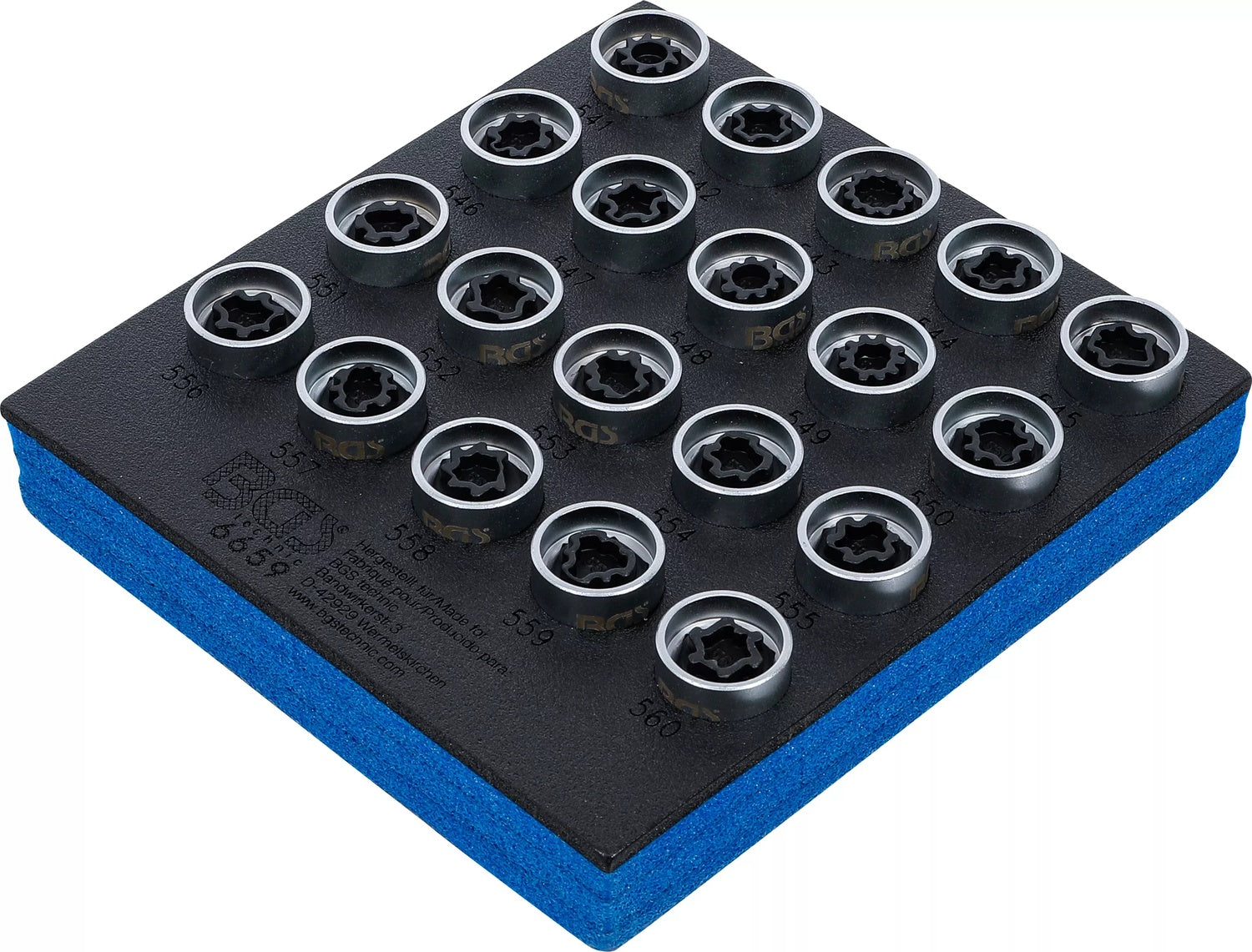 BGS 6659 Satz Werkzeug für Felgenschlösser für VAG 20-teilig Werkstattwageneinlage 1/6