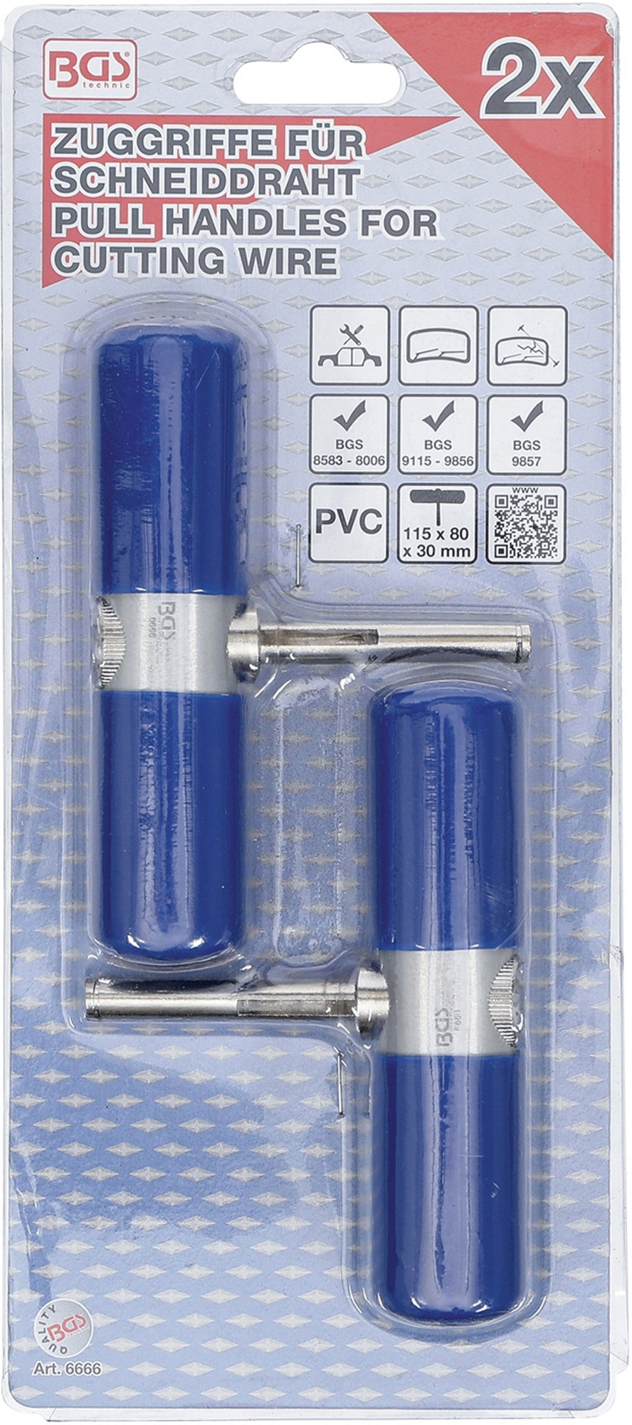 BGS 6666 Zuggriffe für Schneiddraht zum Ausglasen 2-teilig