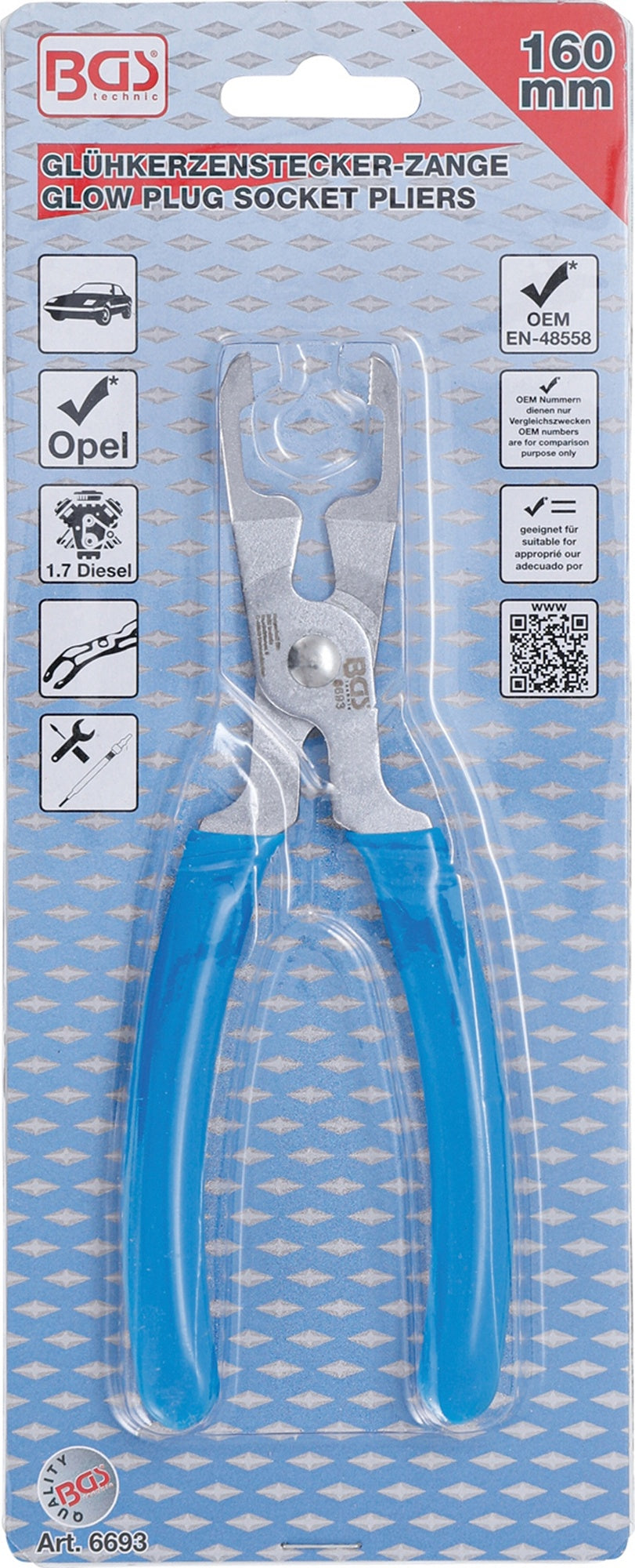 BGS 6693 Zange für Glühkerzenstecker abgewinkelt für Opel / Vauxhall 1.7L Diesel
