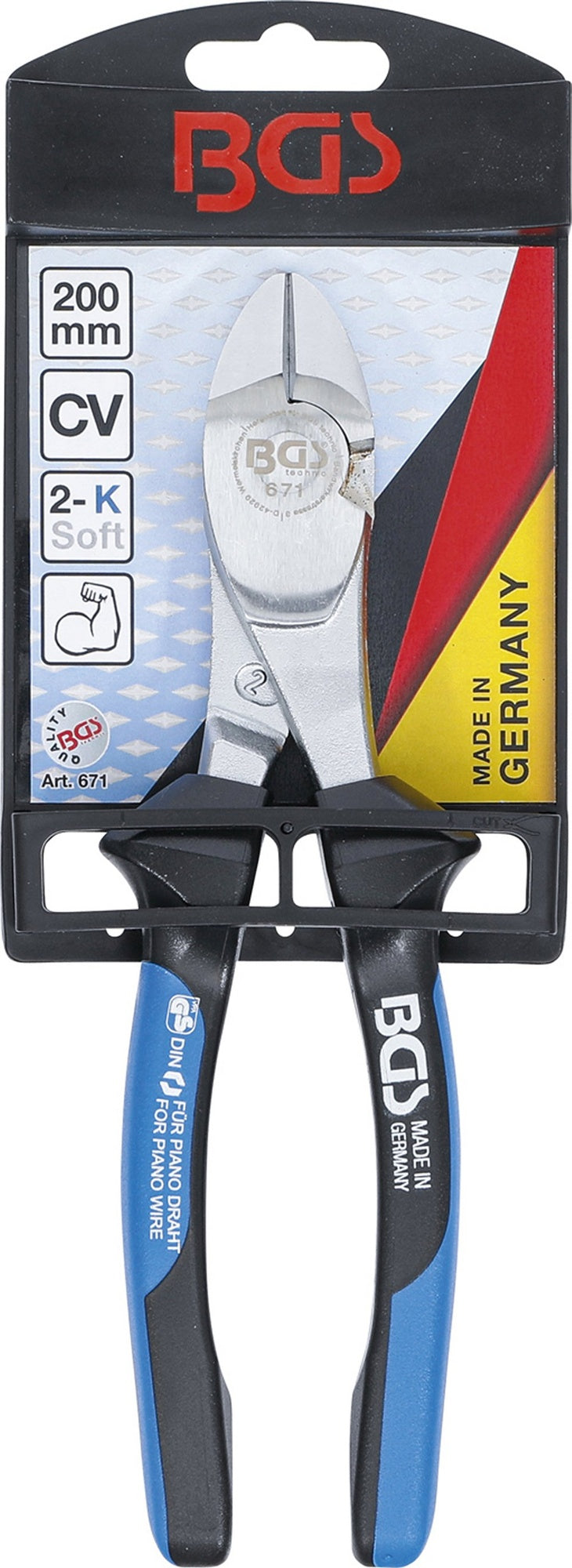 BGS 671 Kraft Seitenschneider für Pianodraht 200mm