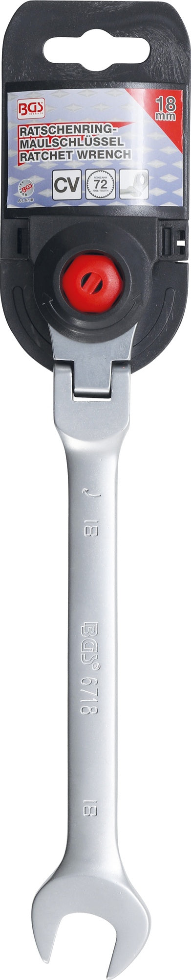 BGS 6718 Ratschenringmaulschlüssel abwinkelbar SW 18mm