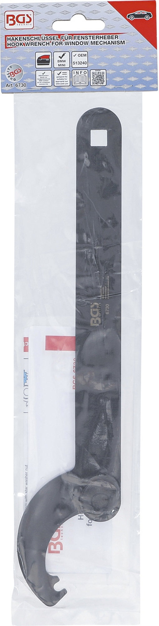 BGS 6730 Hakenschlüssel für Fensterheber für BMW E60, E81, E82 und MINI R50, R52, R53