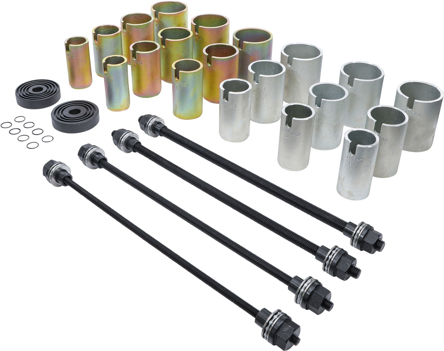 BGS 67302 Satz Zughülsen & Druckhülsen mit 4 Spindeln 26 teilig