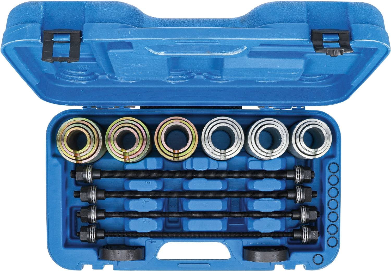 BGS 67302 Satz Zughülsen & Druckhülsen mit 4 Spindeln 26 teilig