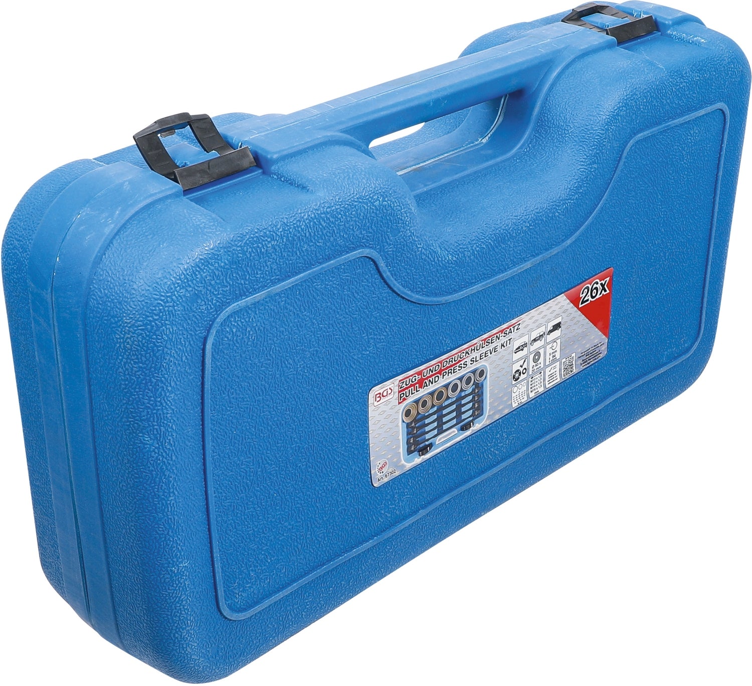 BGS 67302 Satz Zughülsen & Druckhülsen mit 4 Spindeln 26 teilig