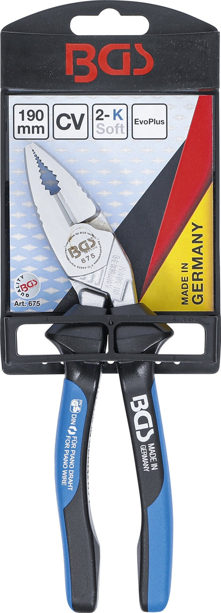 BGS 675 Kraft-Kombizange mit Schneide EvoPlus 190mm