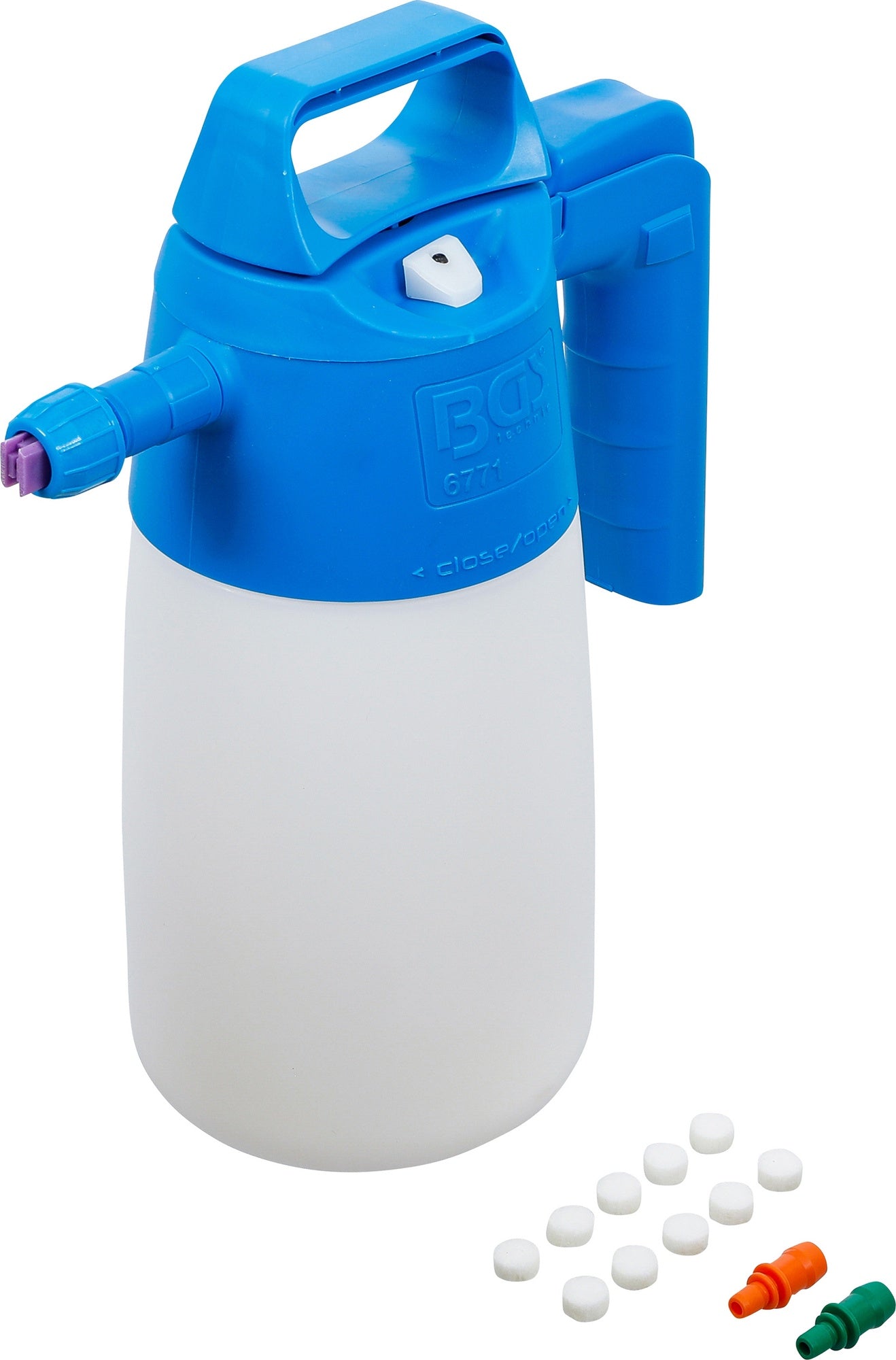 BGS 6771 Pumpsprühflasche Schaum Volumen 1,5 Liter 10 Ersatzfilter 3 Düsen