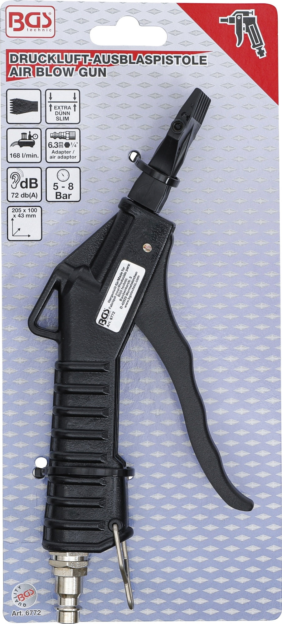 BGS 6772 Druckluft Ausblaspistole mit Flachdüse Länge 43mm