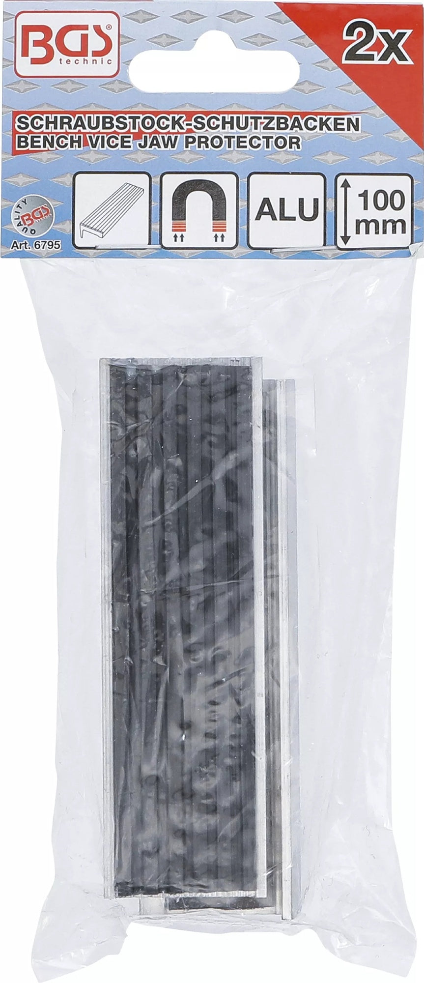 BGS 6795 Satz Schraubstock Schutzbacken aus Aluminium Breite 100mm mit Gummiauflage 2 teilig