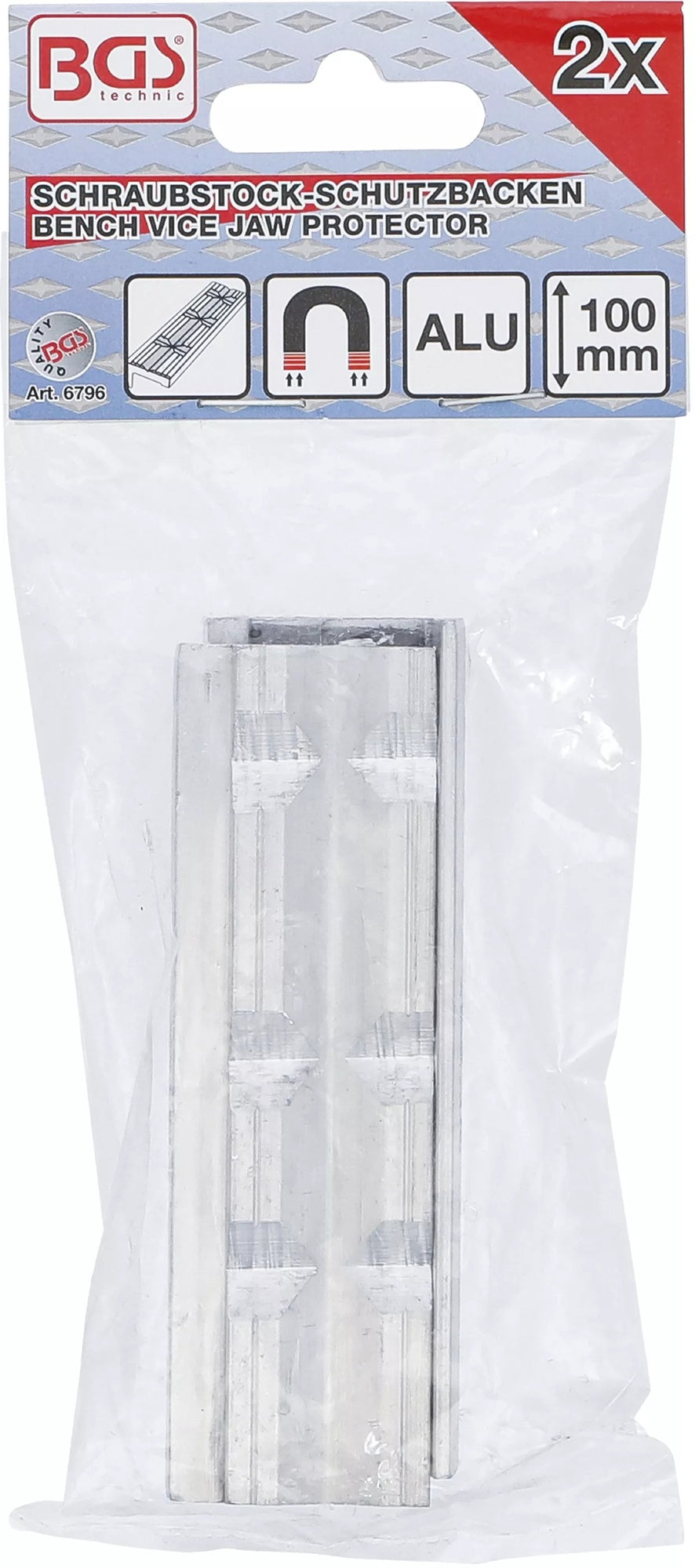 BGS 6796 Satz Schraubstock Schutzbacken aus Aluminium Breite 100mm mit V-Profil 2 teilig