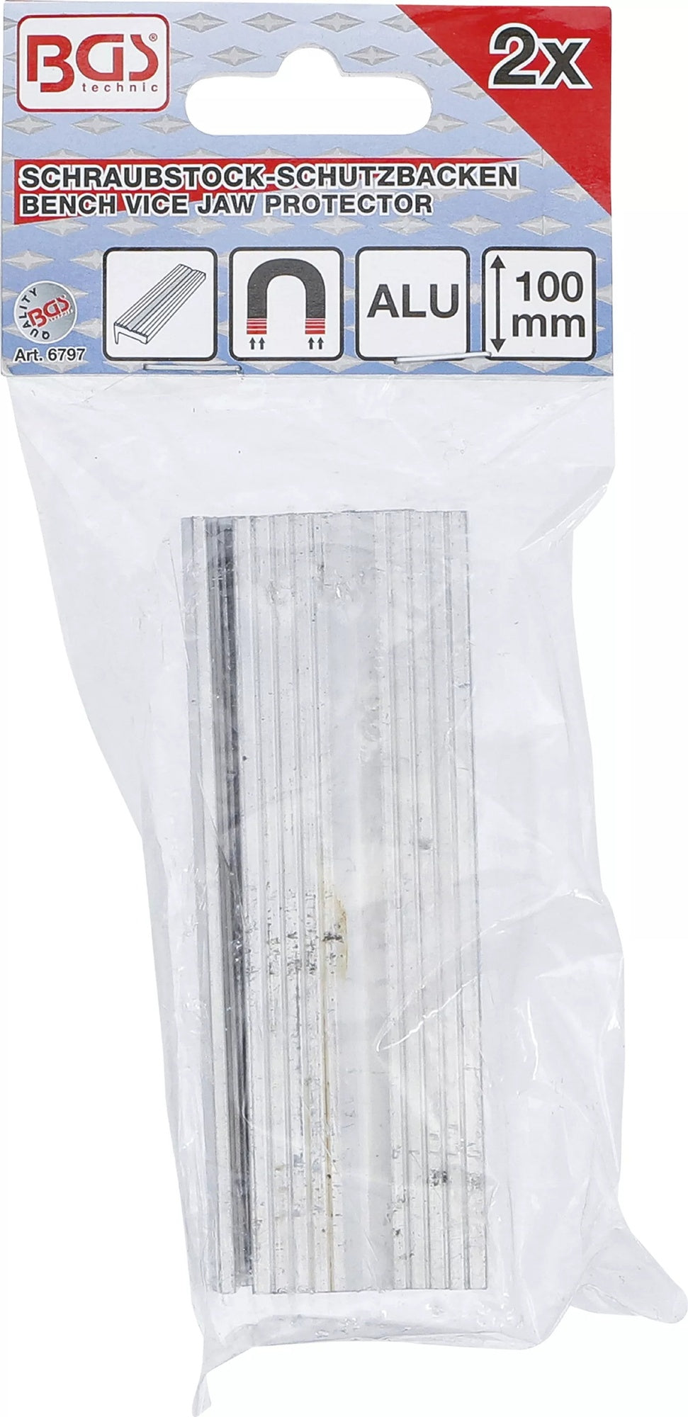 BGS 6797 Satz Schraubstock Schutzbacken aus Aluminium Breite 125mm mit Längsprofil 2 teilig