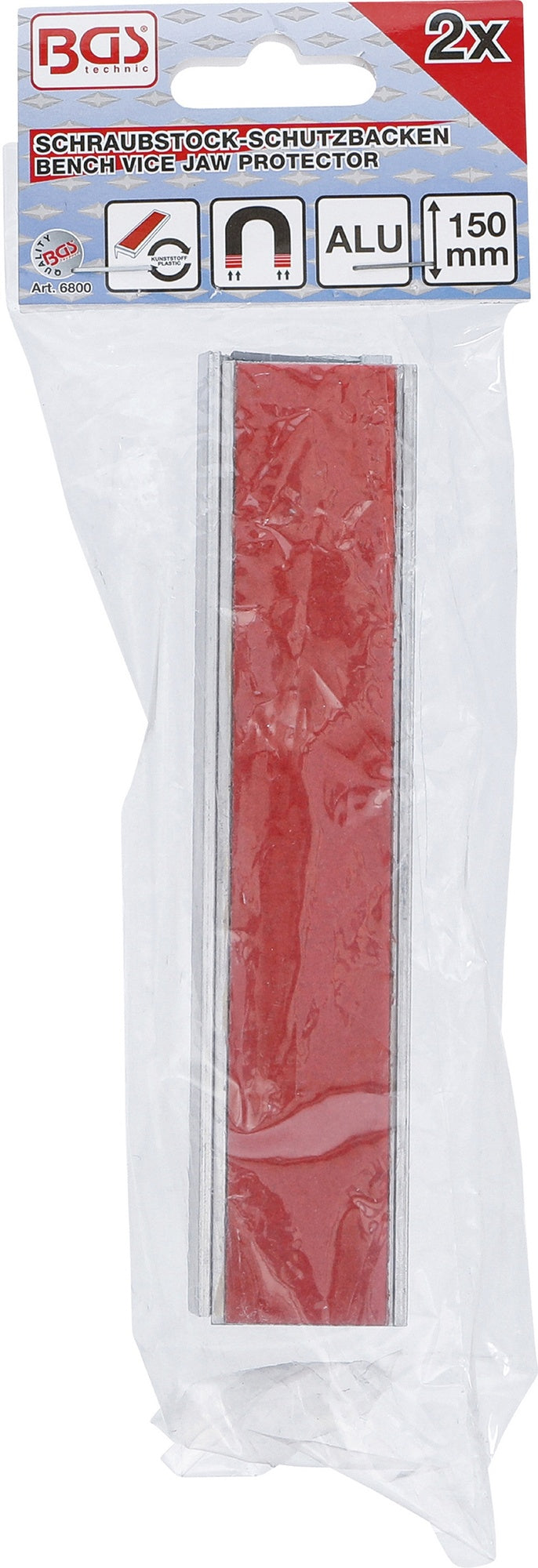 BGS 6800 Satz Schraubstock Schutzbacken aus Aluminium Breite 150mm mit Kunststoffauflage in rot 2 teilig