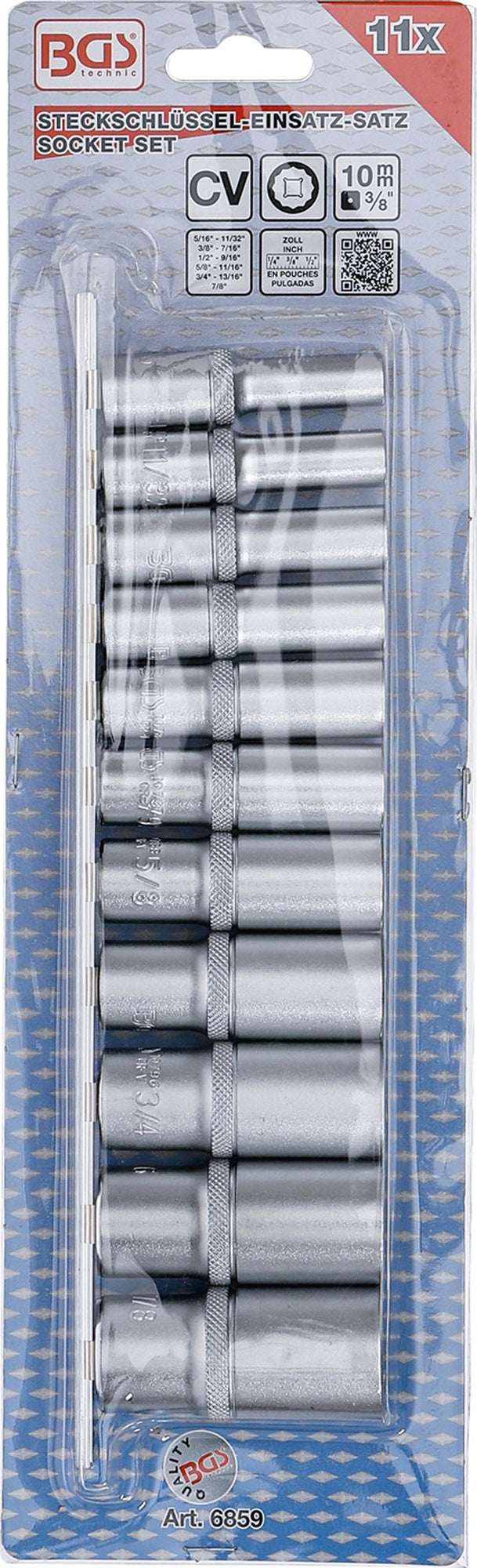 BGS 6859 Satz ZOLL Nüsse Profil Zwölfkant tief Antrieb 10mm (3/8") 11 teilig