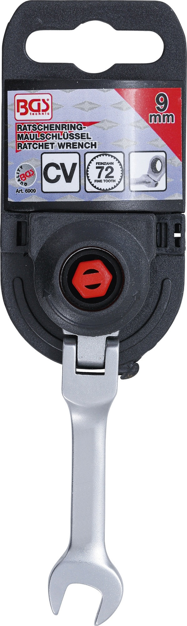 BGS 6909 Ratschenringmaulschlüssel kurz abwinkelbar Schlüsseleite 9mm