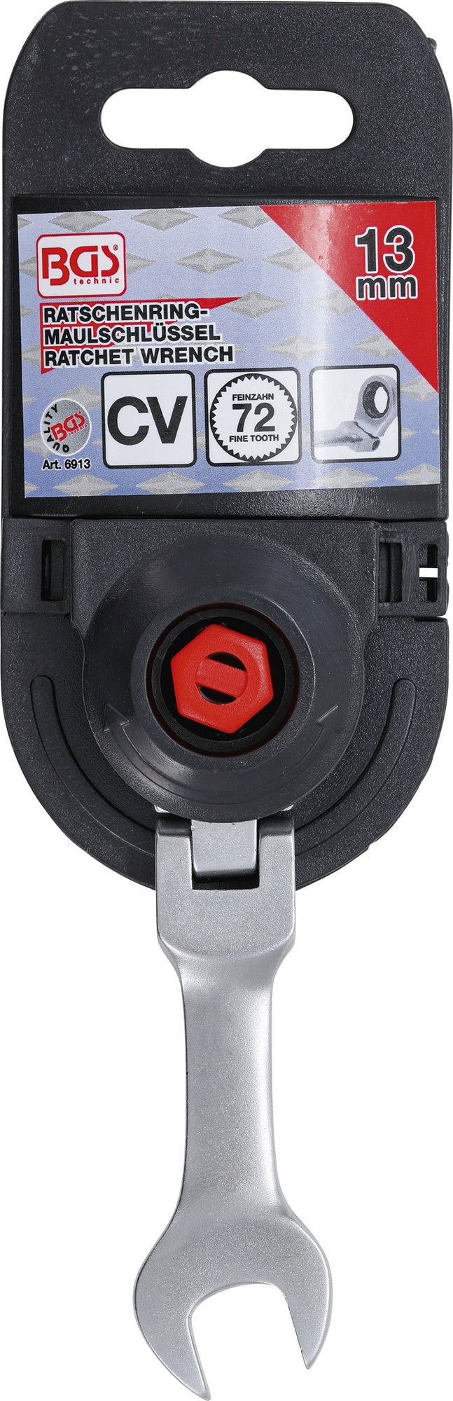 BGS 6913 Ratschenringmaulschlüssel kurz abwinkelbar Schlüsseleite 13mm