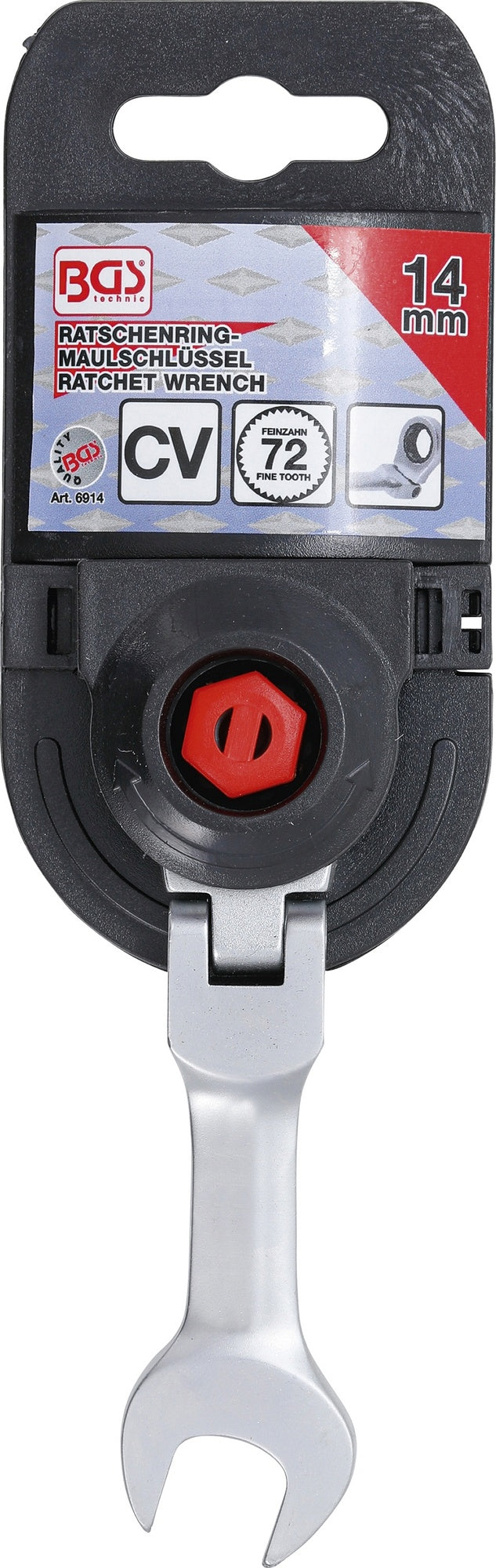 BGS 6914 Ratschenringmaulschlüssel kurz abwinkelbar Schlüsseleite 14mm