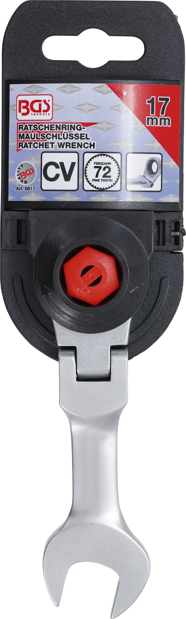 BGS 6917 Ratschenringmaulschlüssel kurz abwinkelbar Schlüsseleite 17mm