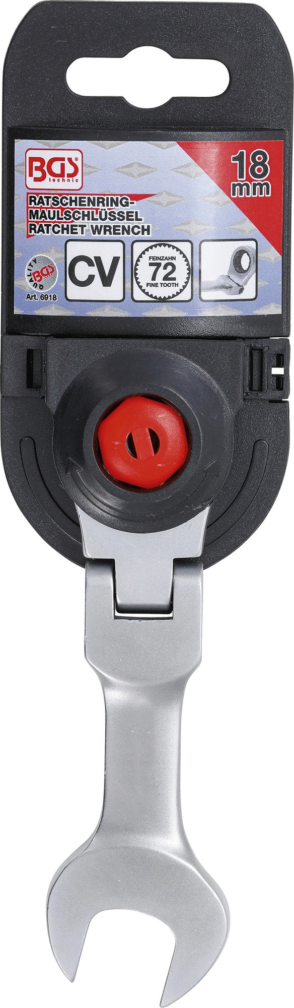 BGS 6918 Ratschenringmaulschlüssel kurz abwinkelbar Schlüsseleite 18mm