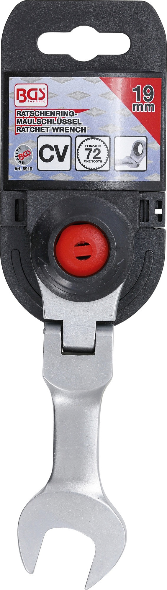 BGS 6919 Ratschenringmaulschlüssel kurz abwinkelbar Schlüsselweite 19mm