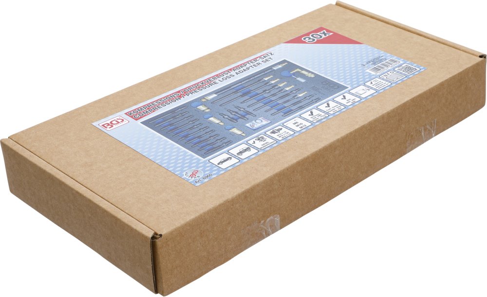 BGS 6960 Satz Adapter für Kompressions- und Druckverlusttester Werkstattwageneinlage 1/3 30-teilig