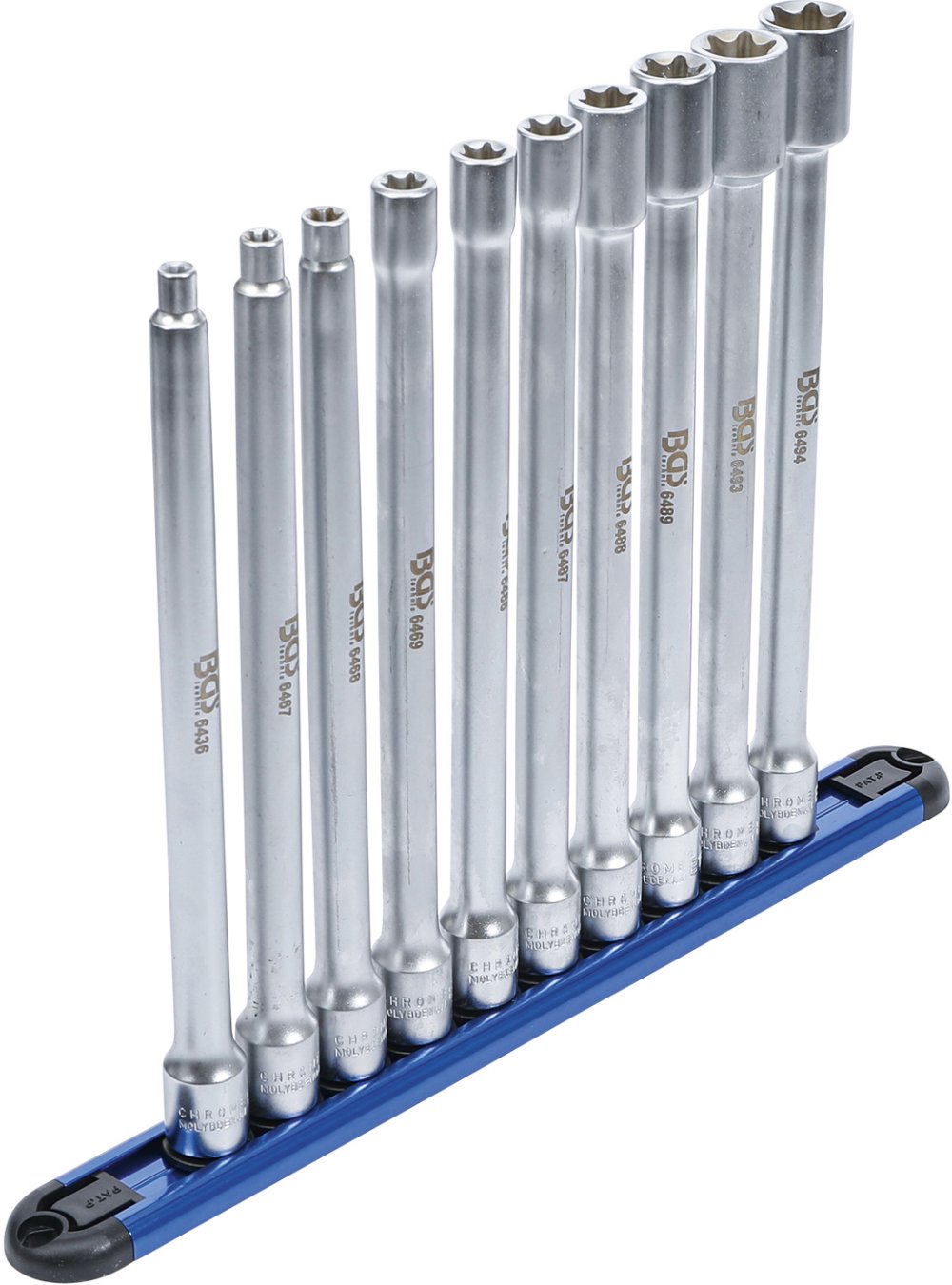 BGS 70026 Satz Steckschlüssel-Einsatz mit E-Profil XXL Innenvierkant 10mm (3/8") SW E6 - E20