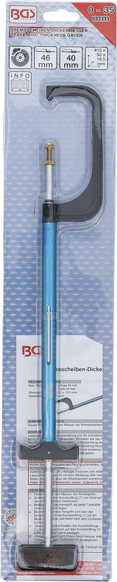 BGS 70027 Messchieber Dickenmesser zum Messen der Dicke der Bremsscheibe 0-35mm