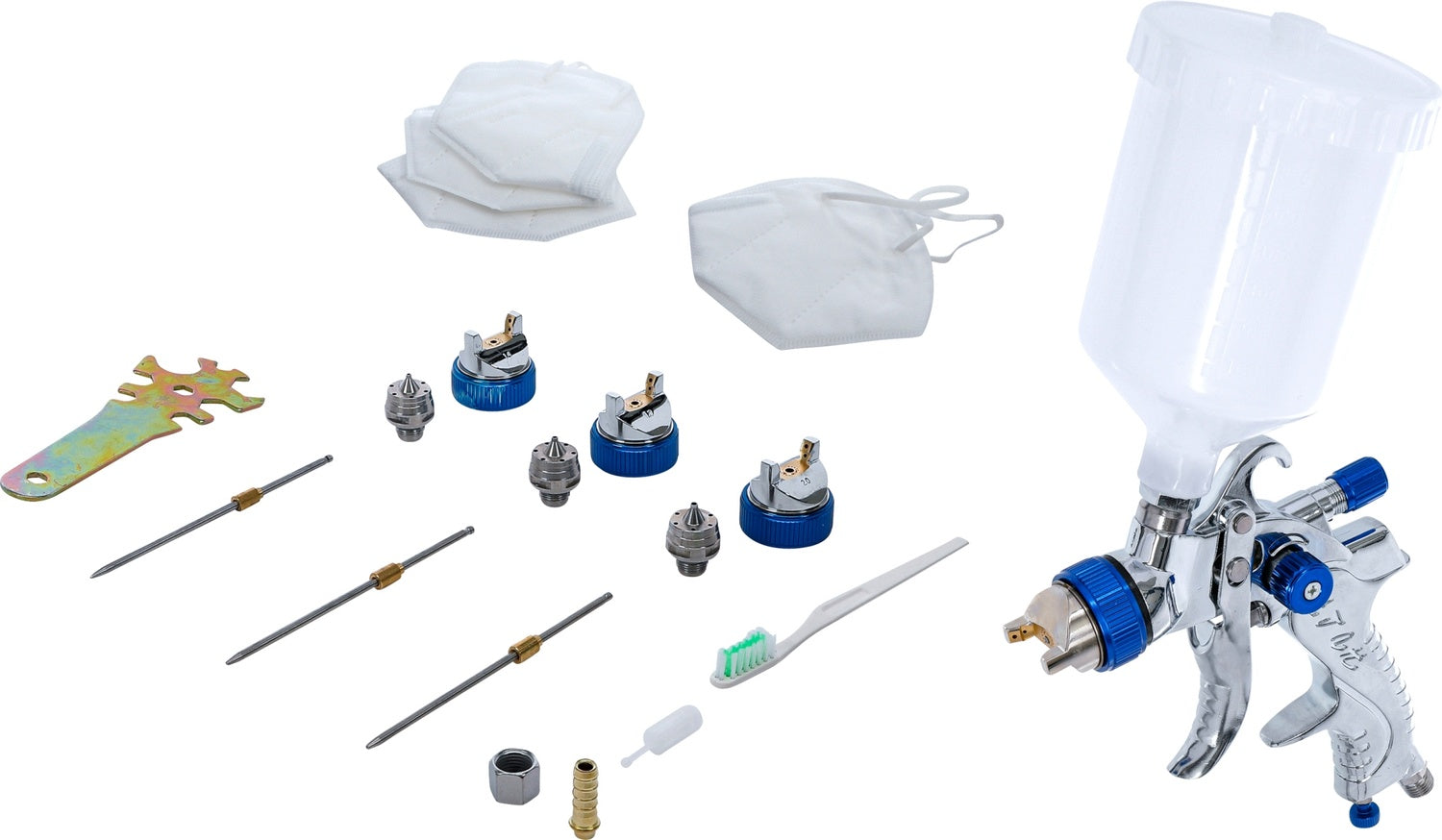 BGS 70048 Druckluft Farbsprühpistole mit 3 Sprühdüsen 1,2 - 1,7 - 2,0mm