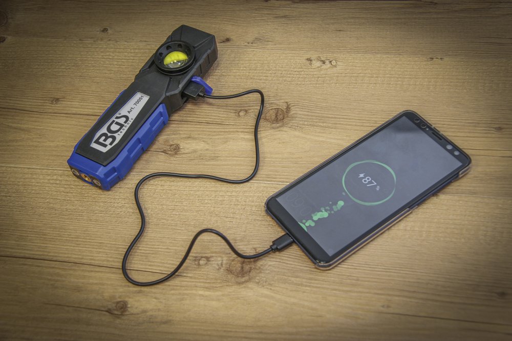 BGS 70051 COB LED Werkstattleuchte mit Magnet und Haken klappbar