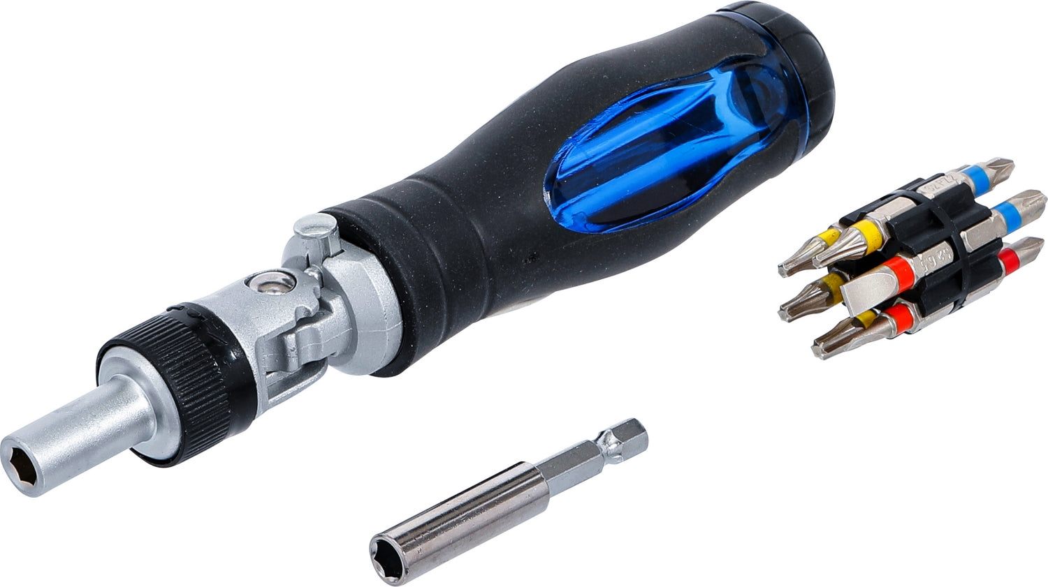 BGS 70053 Satz Gelenk Schraubendreher und Bits mit Ratschen Drehgriff umschaltbar