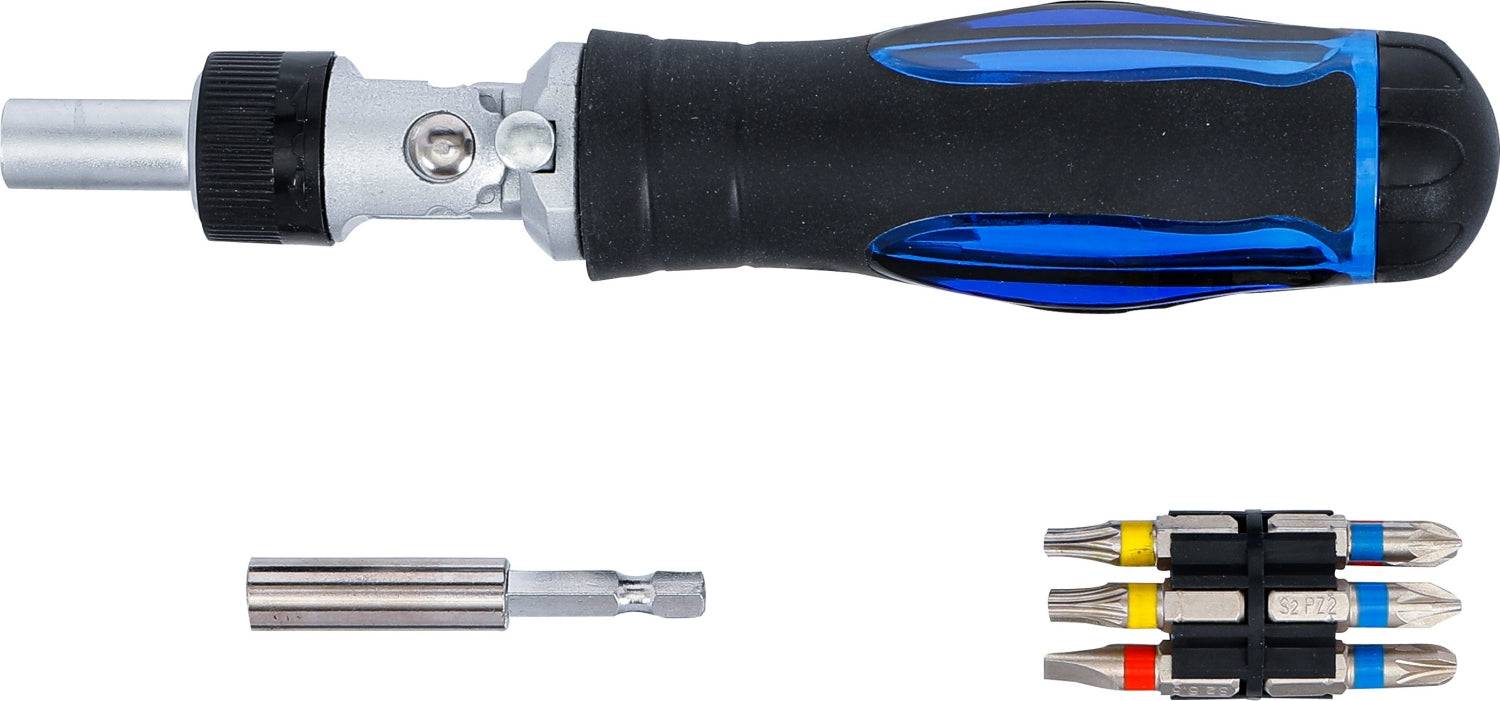 BGS 70053 Satz Gelenk Schraubendreher und Bits mit Ratschen Drehgriff umschaltbar