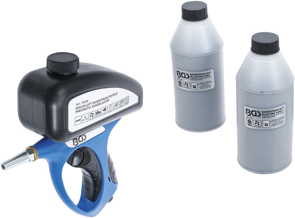 BGS 70056 Druckluft Sandstrahlpistole mit Strahlsand 3 teilig