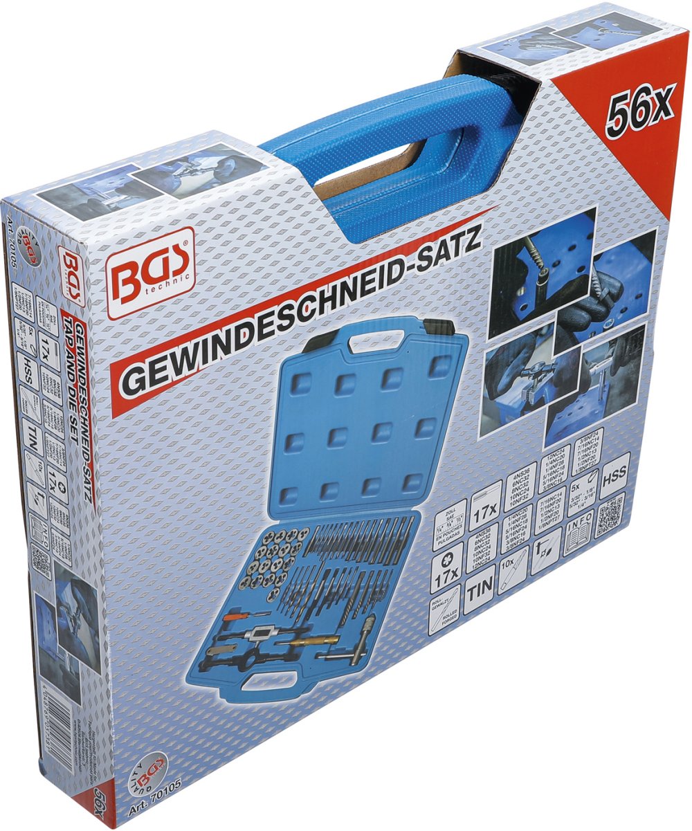 BGS 70105 Satz Gewindeschneider Zoll 1/4" - 1" 56 teilig