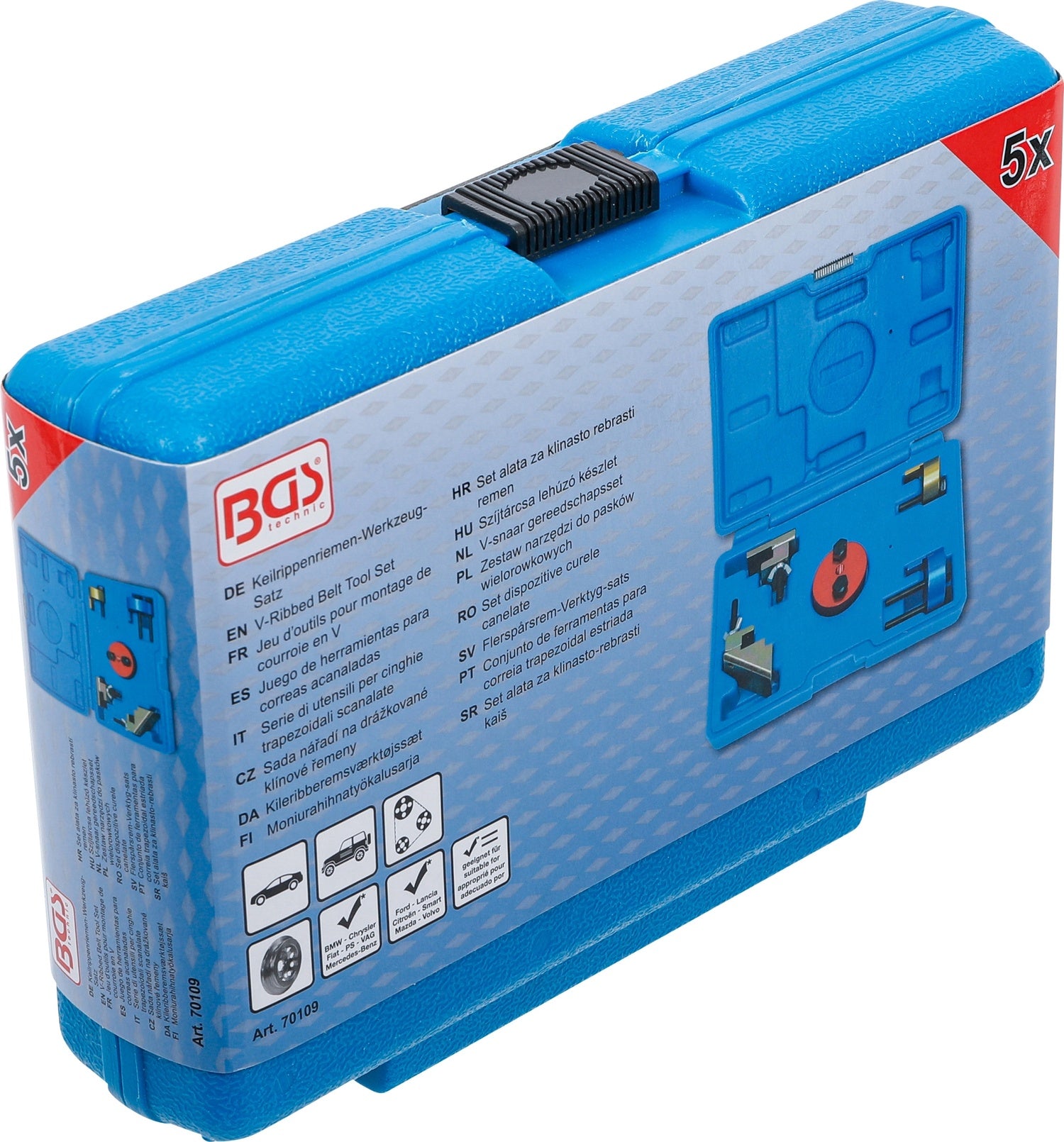 BGS 70109 Satz Werkzeug für Keilrippenriemen Stretchfit 5 teilig
